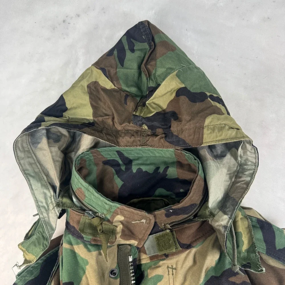 Vintage US Army M65 Field Jacket Mens M Woodland Camo Cold weather 90s & Liner